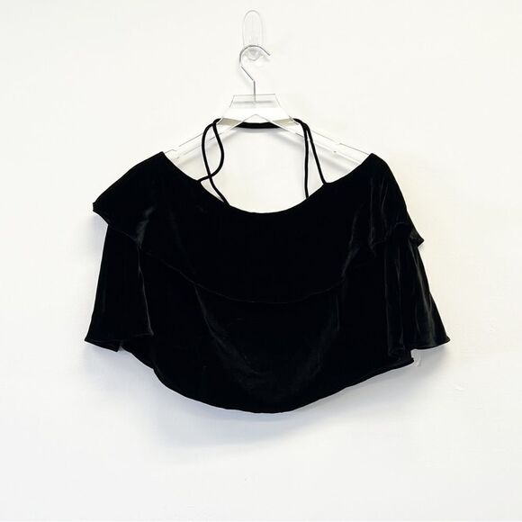 Madewell Velvet Ruffle Cami, Size Medium Black - Picture 6 of 7